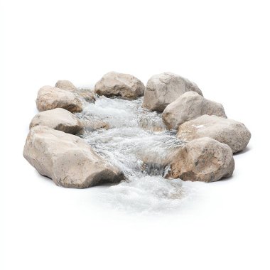 Stream flowing over smooth rocks, creating a serene and natural landscape. Perfect for relaxation, nature, and tranquility concepts. clipart