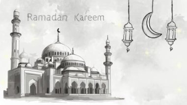 Ramazan Kareem aylı, fenerli, camili animasyon görüntüleri