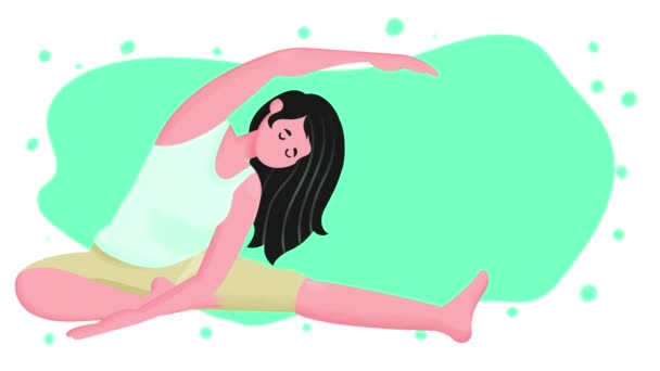 Vrouw Oefenen Yoga Pose Yoga Pose Vector Illustratie — Stockvideo