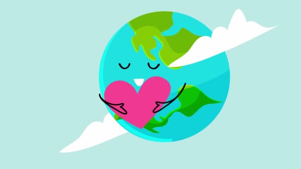 Ellerinde Bir Kalple Dünya Gezegeni — Stok video