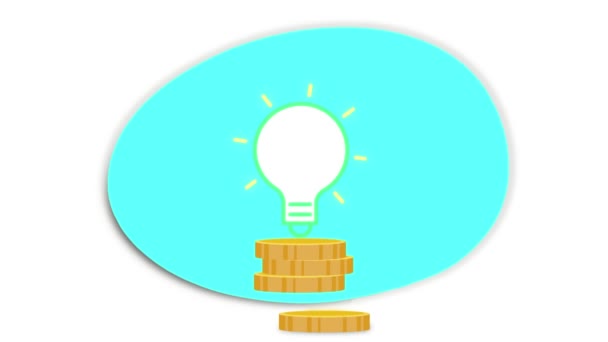 Fikir Kavramı Bozuk Parayla Işıklı Lamba — Stok video