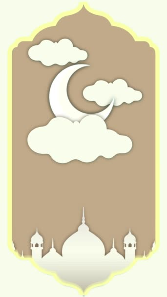 Silhouette Della Moschea Con Luna Concetto Islamico — Video Stock