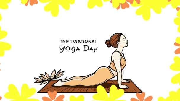 Mujer Practicando Yoga Día Internacional Del Yoga — Vídeos de Stock