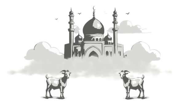 Eid Adha Moskén Med Getanimation Och Kopieringsutrymme — Stockvideo