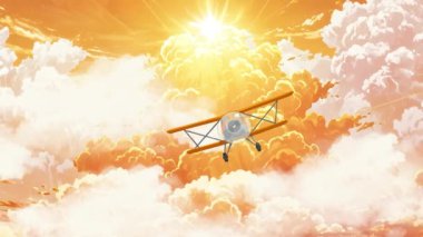 Animasyon uçakları gökyüzünde uçuyor. Kopyalama alanı ile.