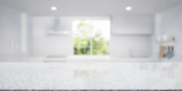 Boyutlu Granit Taş Sayacı Tezgah Bulanık Mutfak Odası Pencerenin Işığı — Stok fotoğraf