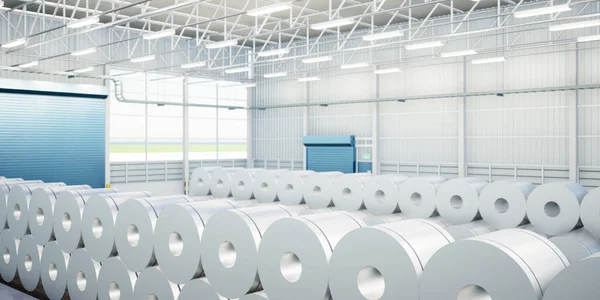 Rendering Roll Steel Stainless Steel Galvanized Steel Coil Factory Store — Stock Photo, Image