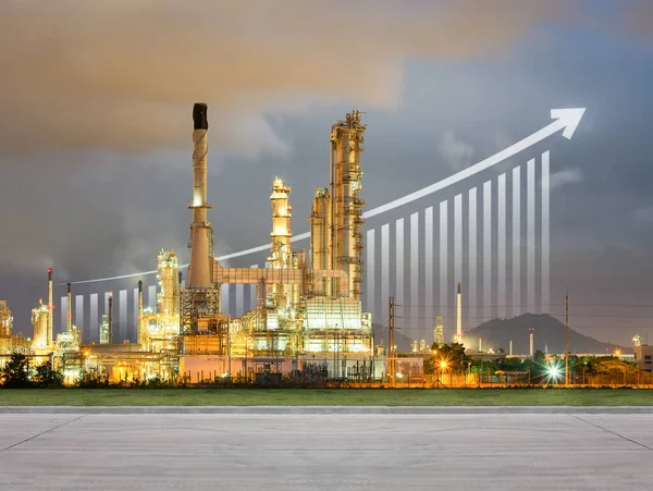 Oil Gas Refinery Petrochemical Plant Include Arrow Graph Bar Chart — Stock fotografie