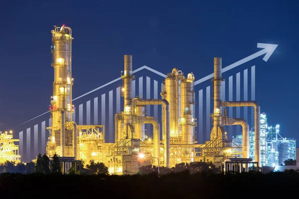Oil Gas Refinery Petrochemical Plant Include Arrow Graph Bar Chart — Photo