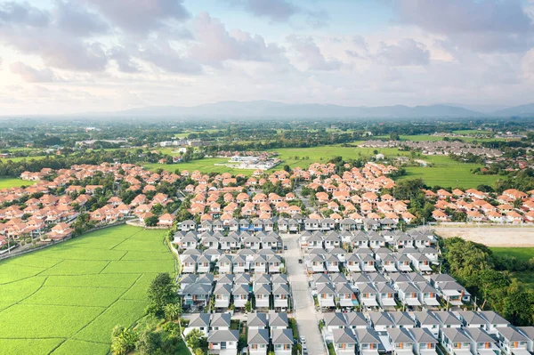 Land Housing Estate Aerial View May Call Residential Building Village — Stok fotoğraf