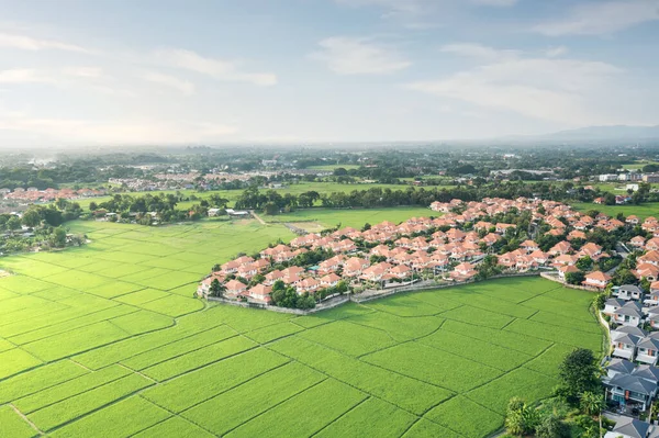 Land Landscape Green Field Aerial View Include Agriculture Farm House — Stock Photo, Image