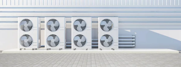 Rendering Condenser Unit Compressor Factory Plant Unit Air Conditioner Heating — Stockfoto