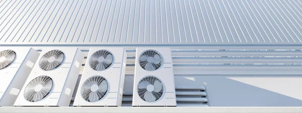 Rendering Condenser Unit Compressor Factory Plant Unit Air Conditioner Heating — Stock Photo, Image