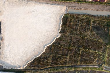 Land, field and soil backfill in aerial view. Include landscape, empty or vacant area. Real estate or property for plot, subdivision, development, construction, sale or buy in Chiang Mai of Thailand.