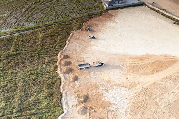 Land Field Soil Backfill Aerial View Include Landscape Empty Vacant — ストック写真