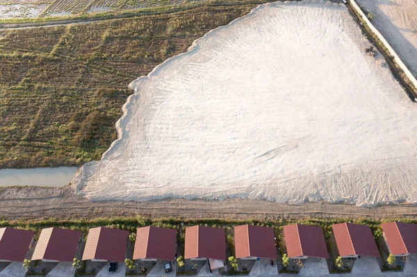 Land Field Soil Backfill Aerial View Include Landscape Home House — Stockfoto