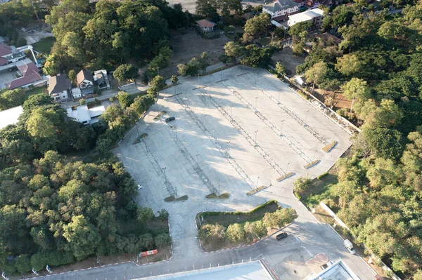 Car Park Aerial View Top View Empty Space Concrete Pavement — Stockfoto