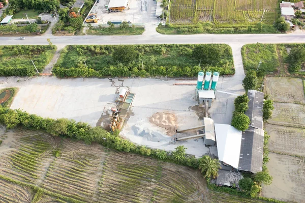 Concrete Plant Batching Plant Top View Building Equipment Production Ready — Stok fotoğraf