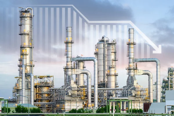 Oil Gas Refinery Petrochemical Plant Include Arrow Graph Bar Chart — Stock Photo, Image