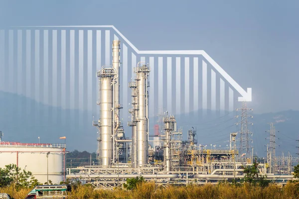 Oil Gas Refinery Petrochemical Plant Include Arrow Graph Bar Chart — Zdjęcie stockowe