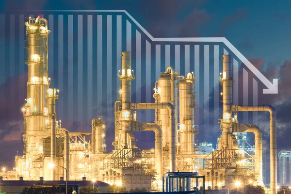 Oil Gas Refinery Petrochemical Plant Include Arrow Graph Bar Chart — Stok fotoğraf