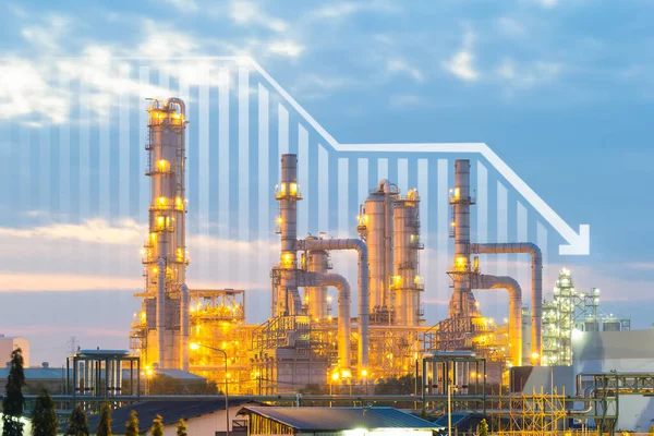 Oil Gas Refinery Petrochemical Plant Include Arrow Graph Bar Chart — 스톡 사진