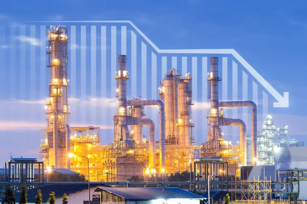 Rafineria Gazu Naftowego Lub Zakład Petrochemiczny Zawiera Strzałkę Wykres Lub — Zdjęcie stockowe