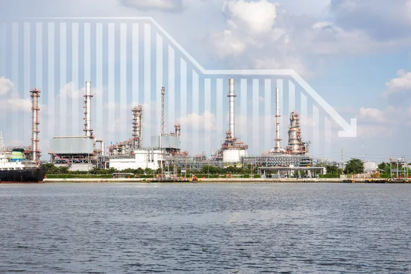Ölraffinerie Oder Petrochemische Anlage Fügen Sie Pfeil Diagramm Oder Balkendiagramm — Stockfoto