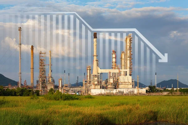 Oil Gas Refinery Petrochemical Plant Include Arrow Graph Bar Chart — Foto Stock