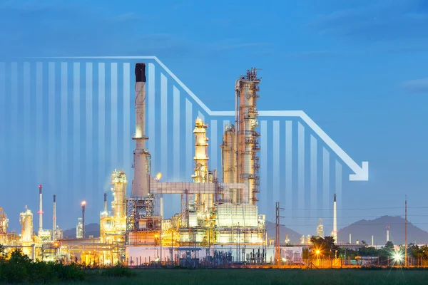 Oil Gas Refinery Petrochemical Plant Include Arrow Graph Bar Chart — 图库照片