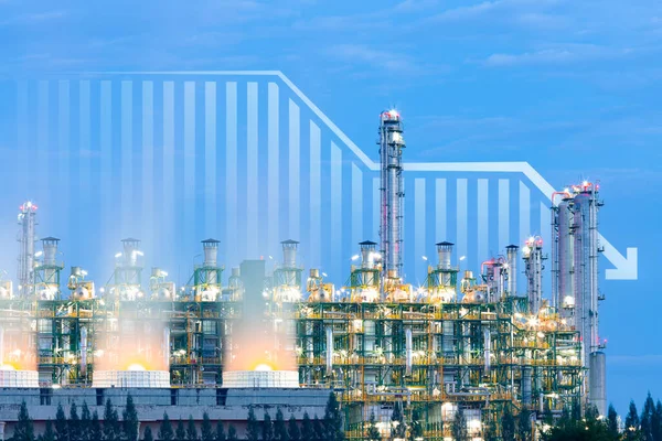 Elektrik Santrali Benzin Istasyonundan Düşen Grafiği Grafiği Dahil Endüstriyel Fabrika — Stok fotoğraf