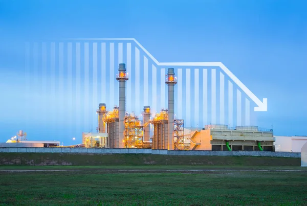 Power Plant Gas Fired Power Station Include Decreasing Chart Graph — Foto Stock
