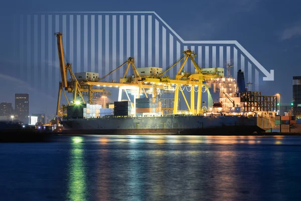 Εμπορευματικό Πλοίο Εργασίες Εμπορευματοκιβωτίων Γερανό Αποβάθρα Λιμάνι Λιμάνι Μεταφορά Φορτίου — Φωτογραφία Αρχείου