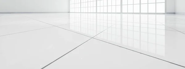Weergave Van Close Witte Tegelvloer Perspectief Lege Ruimte Kamer Raam — Stockfoto