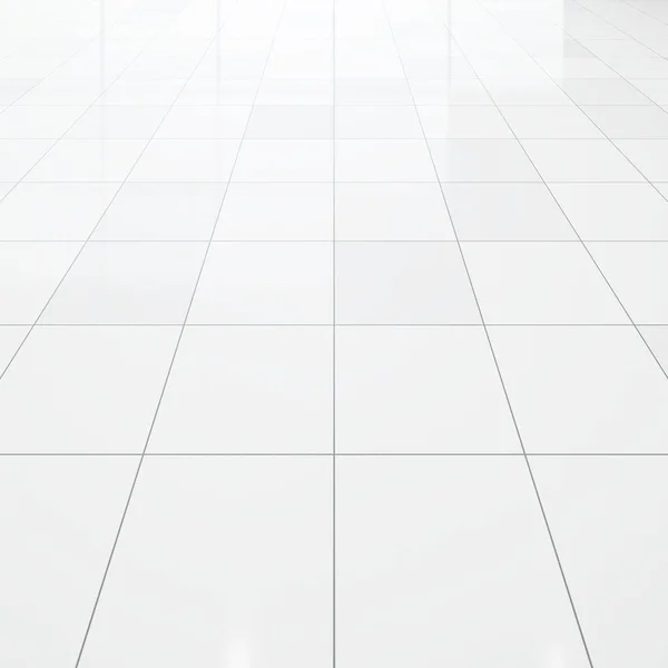Renderização Piso Azulejo Branco Com Padrão Textura Perspectiva Limpe Brilhante — Fotografia de Stock