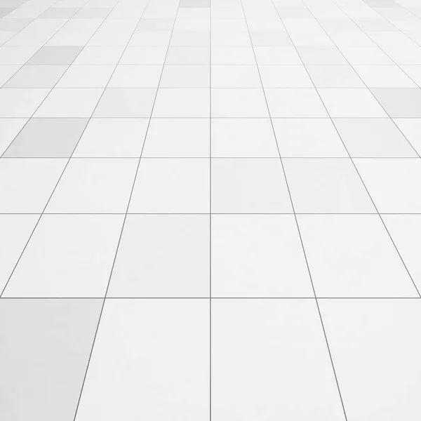Renderelés Fehér Csempe Padló Textúra Minta Perspektívában Tiszta Fényes Kerámia — Stock Fotó