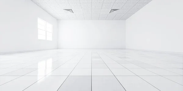 Rendering Lantai Ubin Putih Dalam Perspektif Ruang Kosong Atau Ruang — Stok Foto