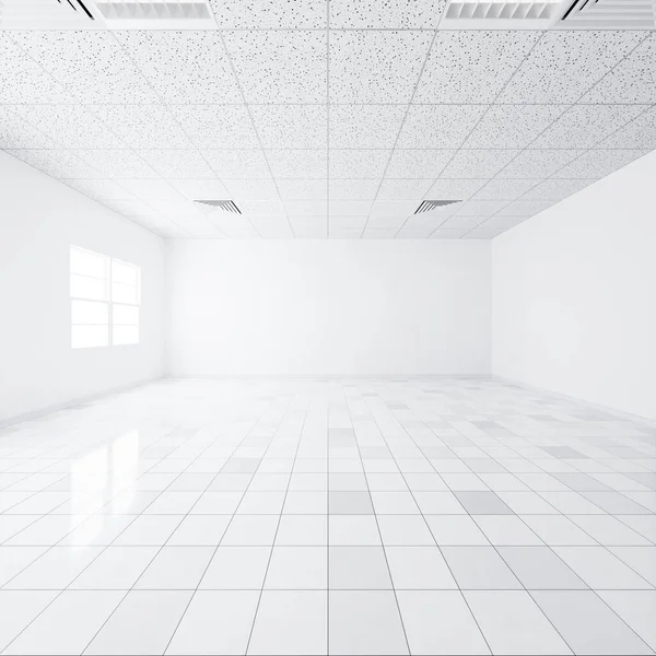Darstellung Des Weißen Fliesenbodens Perspektive Leerer Raum Oder Raum Licht — Stockfoto