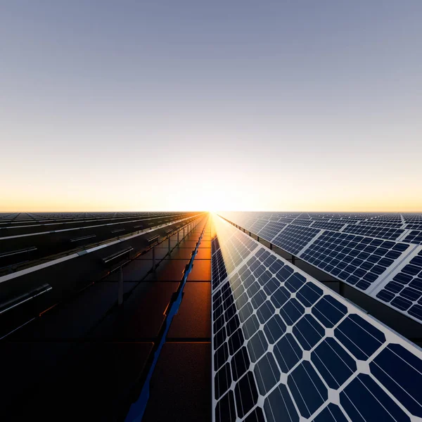 Vykreslování Plovoucí Solární Floatovoltaické Nebo Solární Farmy Skládá Fotovoltaických Článků — Stock fotografie