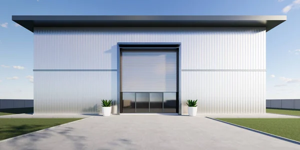 Rendering Exterior Commercial Building Design May Called Modern Factory Warehouse — Stock Photo, Image