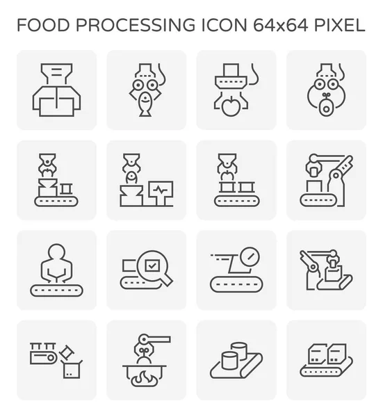 Procesamiento Alimentos Fabricación Línea Producción Icono Vectores Incluye Máquina Cinta — Vector de stock