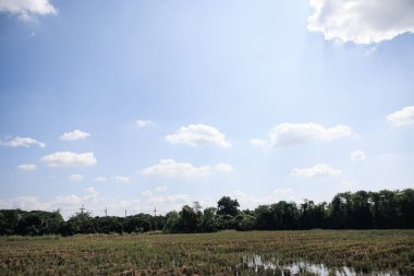 Gökyüzü çok güzel ve bulutlu. Açık hava manzarası uzay, doğanın ışığı, güneş ışığı, ufuk çizgisi veya ufuk çizgisi içerir. Sahne, arkaplan, arkaplan, arkaplan ve duvar kağıdı için sonbaharda gündüz açık mavi renk.