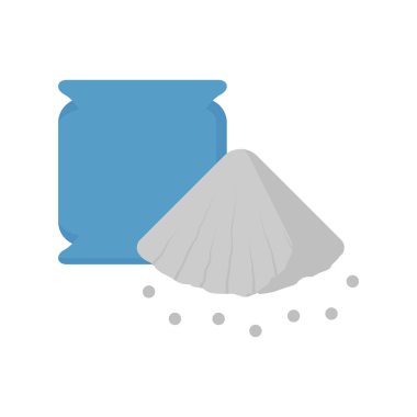 Malzeme vektör simgesi çimento tozu, çuval ya da torbadan oluşur. Karıştırma, beton çimento, inşaat ve endüstri için harç. Fiyat, hacim ve ağırlık kavramı.