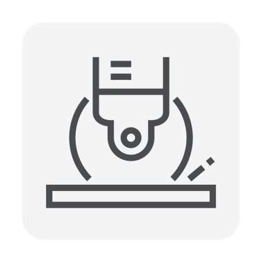 Madde kesme vektör simgesi. İnşaat için elektrikli alet. May açı öğütücü ya da disk öğütücü dedi. Profesyonel insanların fayans, beton ya da taş kesmesi için endüstriyel makine ya da ekipman. Düzenlenebilir vuruş.