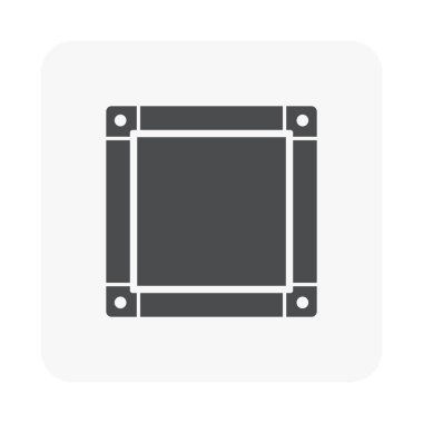 Düz kare kanal vektör simgesi. Havalandırma, havalandırma, havalandırma ve havalandırma sistemlerinde sıcak hava sağlamak için tavana boru döşemek için galvanize çelik levha..