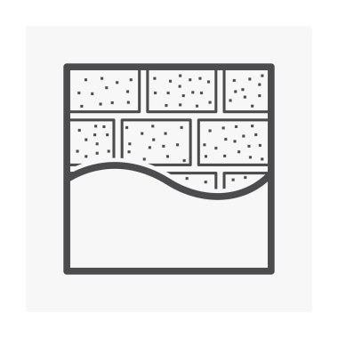 Beton blok duvar ve alçı vektör simgesi. Duvarcılık ve duvarlar için harç harcı, duvar, çit gibi pürüzsüz desenler. Mimarlık ve inşaat malzemeleri..