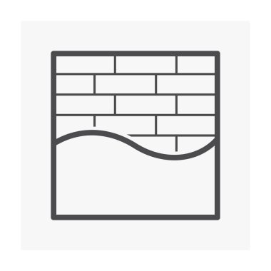 Tuğla duvar ve alçı vektör simgesi. İnşaat için doğal malzeme, duvar, çit, diş teli duvarı, şömine ve mimari ve inşaat için harç çimentosu..