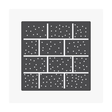 Beton blok duvar vektör simgesi. Duvara harç harcı ile tutturulmuş, duvar, sıra sıra dizilmiş duvarcılığa kusursuz dikdörtgen desenli şekil. Mimarlık ve inşaat için malzeme.