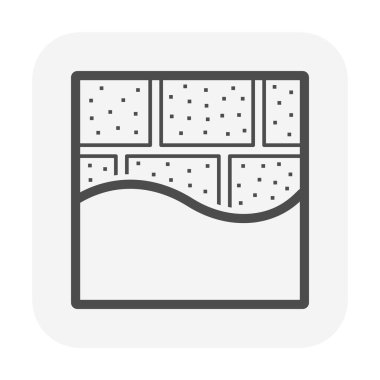 Beton blok duvar ve alçı vektör simgesi. Duvarcılık ve duvarlar için harç harcı, duvar, çit gibi pürüzsüz desenler. Mimarlık ve inşaat malzemeleri..