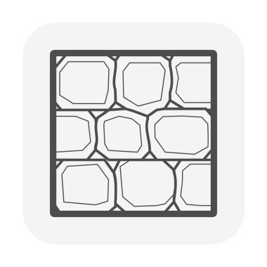 Taş ya da kaya bloğu duvar vektör ikonu tasarımı. Duvarda sıra olun. Doku desenli doğal yapı malzemesi mimari için yani. ev yapımı, çit ve duş..